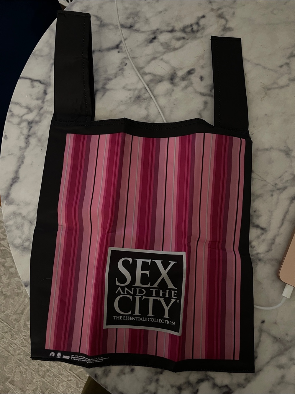 Sex and the City Pink Striped Tote Bag